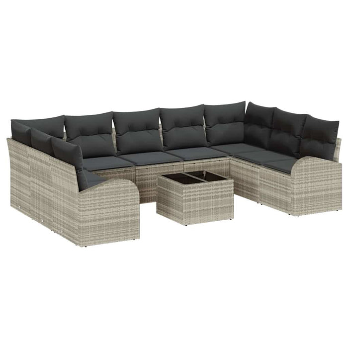 Set de canapea 10 pcs Gri deschis poliratan - WALTI WALTI