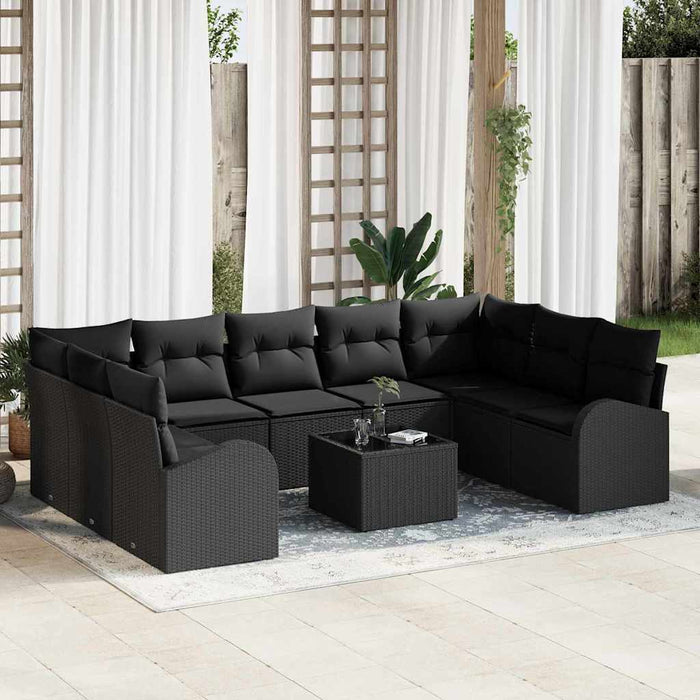 Set de canapele pentru grădină 10 pcs Negru Rattan poli - WALTI WALTI