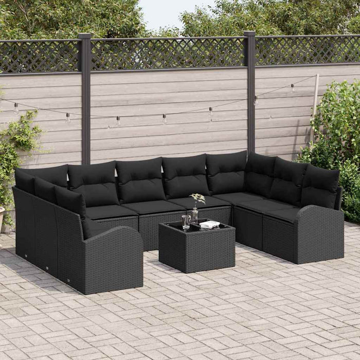 Set de canapele pentru grădină 10 pcs Negru Rattan poli - WALTI WALTI