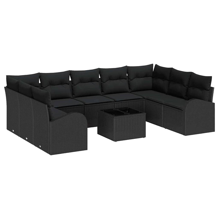 Set de canapele pentru grădină 10 pcs Negru Rattan poli - WALTI WALTI