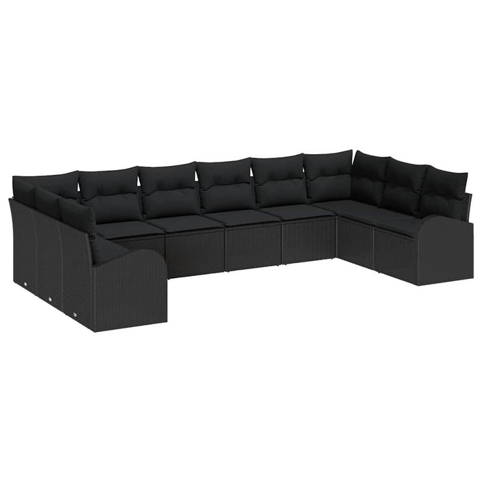 Set de grădină cu 10 piese cu perne din rattan poliratan negru - WALTI WALTI