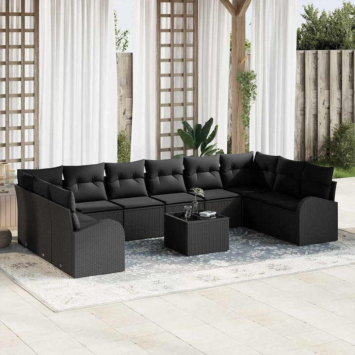 Set de canapele pentru grădină cu 11 piese și perne din rattan bej - WALTI WALTI