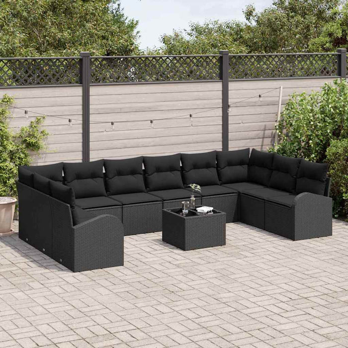 Set de canapele pentru grădină cu 11 piese și perne din rattan bej - WALTI WALTI