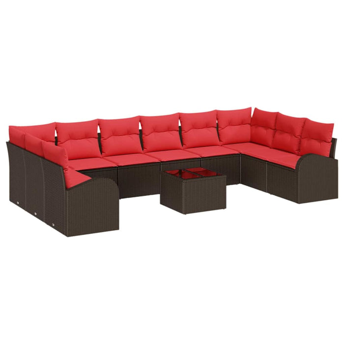 Set de canapea cu pernă 11 pcs Maro poliratan - WALTI WALTI