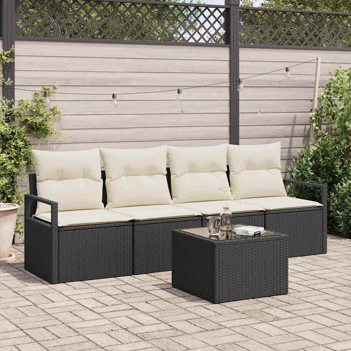 Set de canapele pentru grădină 5 pcs Negru, Crem - WALTI WALTI