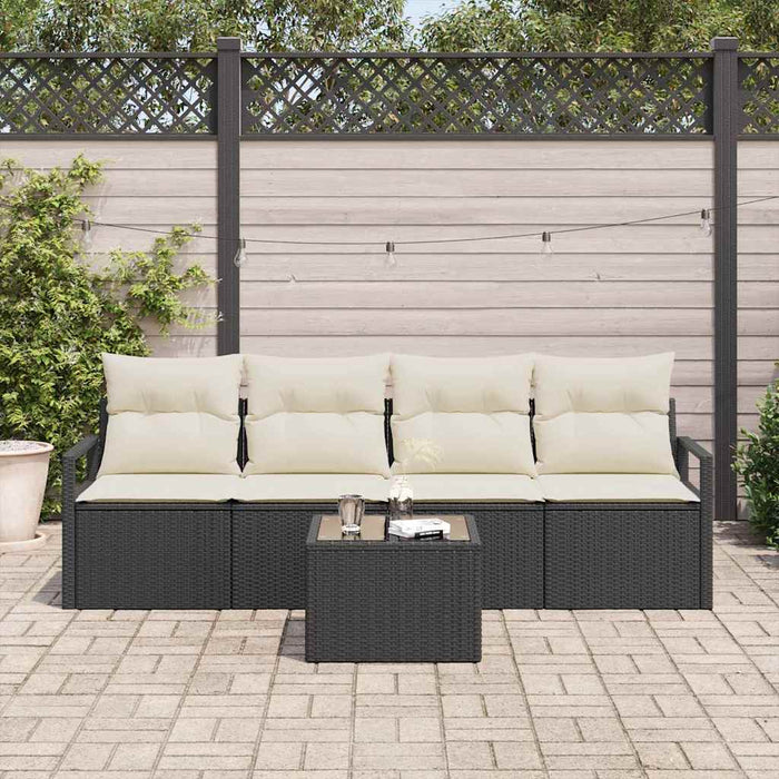 Set de canapele pentru grădină 5 pcs Negru, Crem - WALTI WALTI