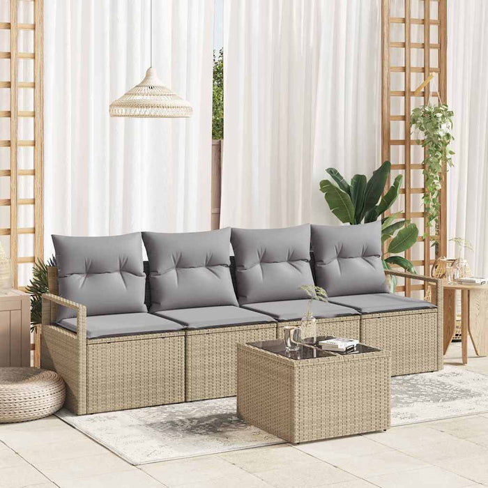 Set de canapele pentru grădină 5 pcs Bej, Gri 55 x 55 x 37 cm - WALTI WALTI