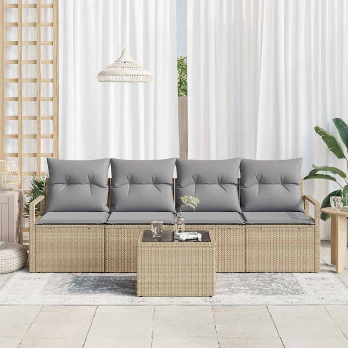 Set de canapele pentru grădină 5 pcs Bej, Gri 55 x 55 x 37 cm - WALTI WALTI