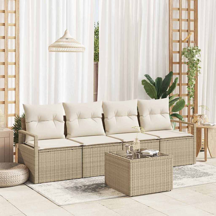 Set de canapea 5 pcs Bej și crem poliratan WALTI