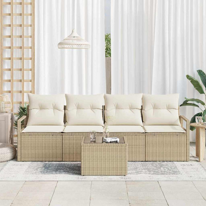 Set de canapea 5 pcs Bej și crem poliratan WALTI
