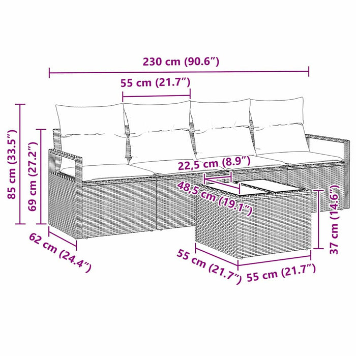 Set de canapele pentru grădină 5 pcs Gri deschis, Gri închis - WALTI WALTI