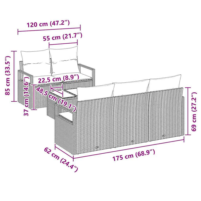 Set de canapele pentru grădină 6 pcs Maro, Crem 55 x 55 x 37 cm - WALTI WALTI