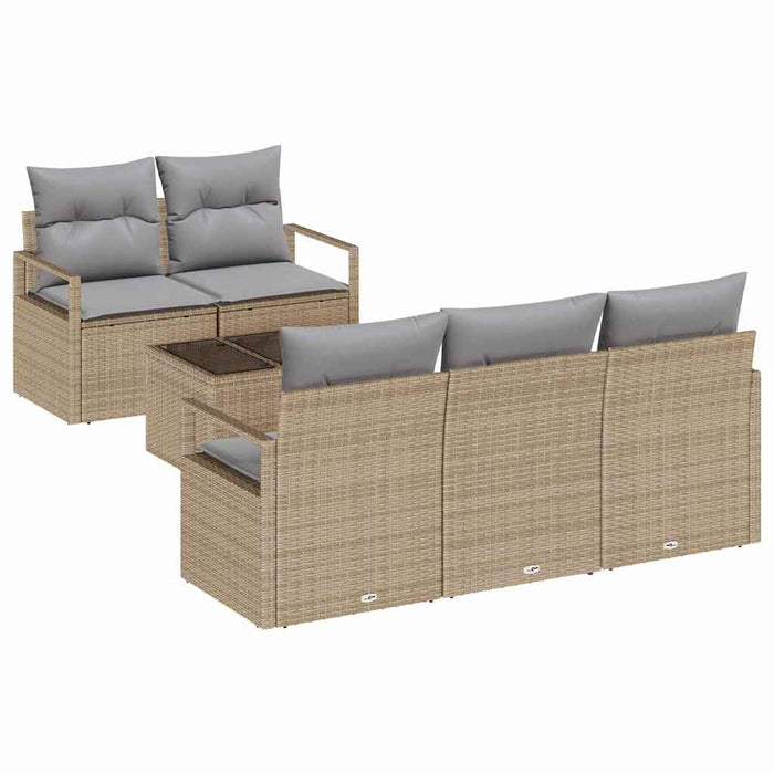 Set de canapele pentru grădină 6 pcs Bej, Gri 55 x 55 x 37 cm - WALTI WALTI