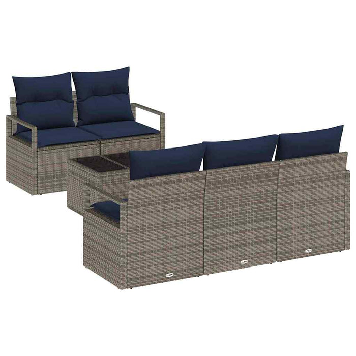 Set de canapea 6 pcs Gri și bleumarin poliratan - WALTI WALTI