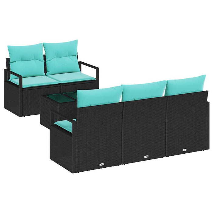 Set de canapea 6 pcs Negru și Turcoaz poliratan - WALTI WALTI