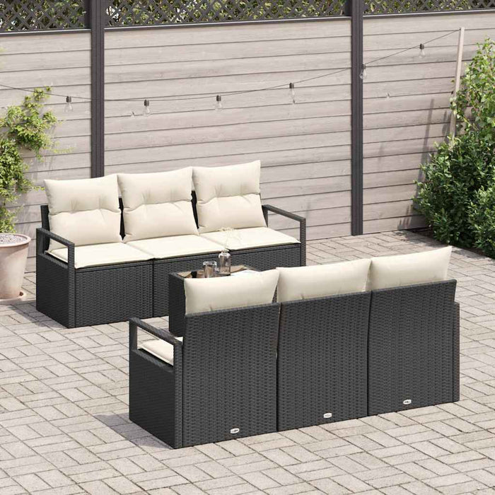 Set de canapea 7 pcs Negru și Crem poliratan - WALTI WALTI