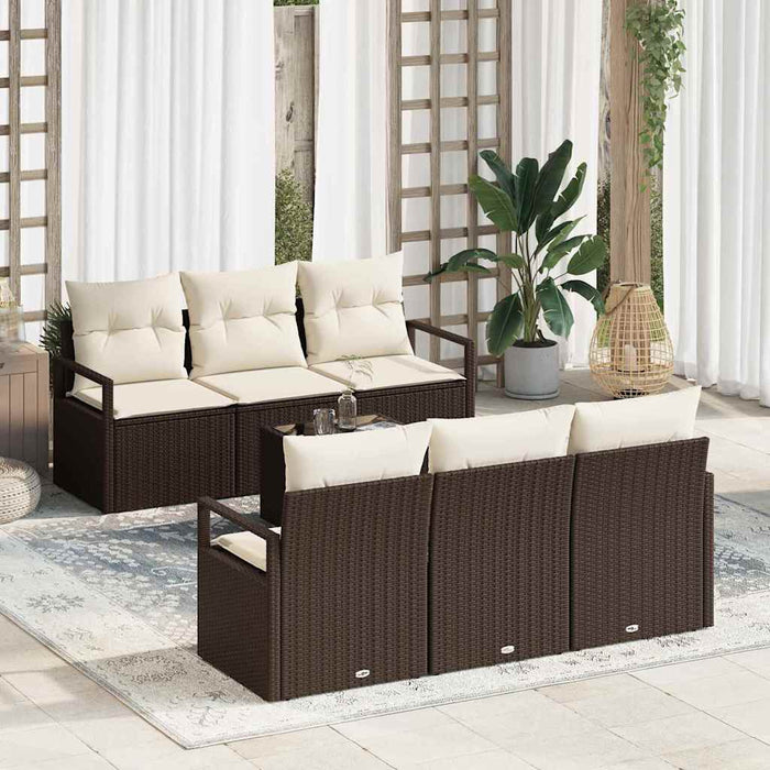 Set de canapea 7 pcs Maro și Crem poliratan - WALTI WALTI