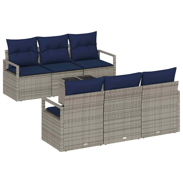 Set de canapea cu pernă Manual 7 pcs Gri și bleumarin poliratan - WALTI WALTI