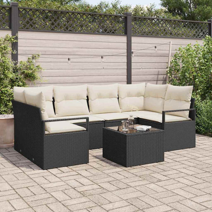 Set de canapele pentru grădină 7 pcs Negru, Crem - WALTI WALTI