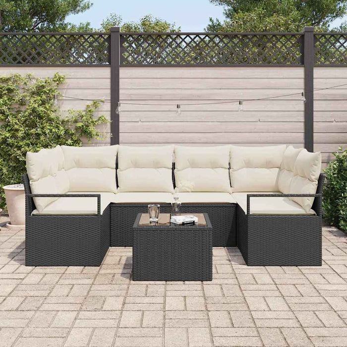 Set de canapele pentru grădină 7 pcs Negru, Crem - WALTI WALTI