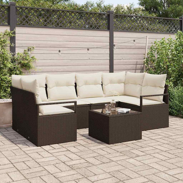 Set de canapele pentru grădină 7 pcs Maro, Crem 55 x 55 x 37 cm - WALTI WALTI