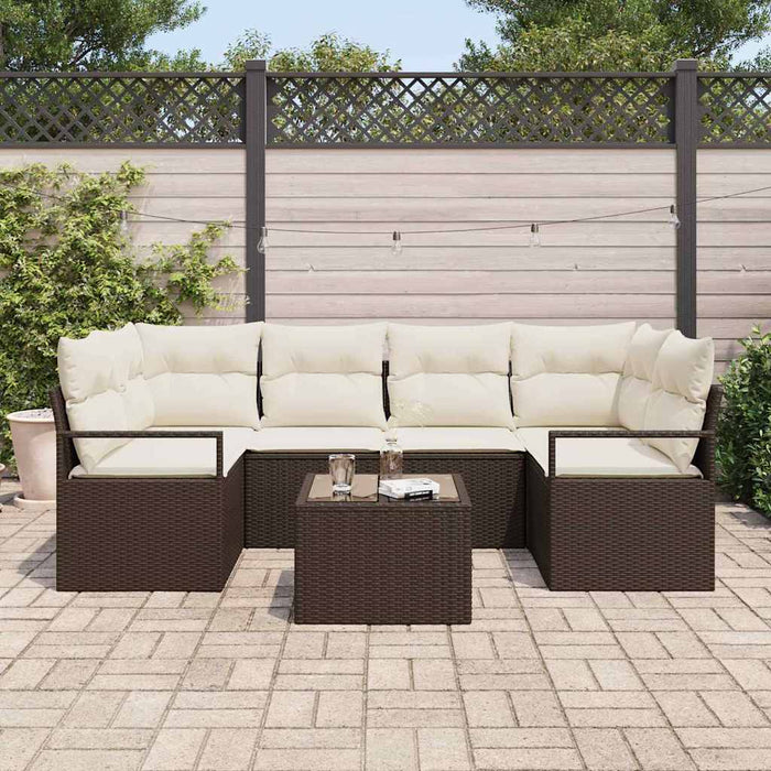 Set de canapele pentru grădină 7 pcs Maro, Crem 55 x 55 x 37 cm - WALTI WALTI