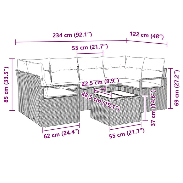 Set de canapele pentru grădină 7 pcs Maro, Crem 55 x 55 x 37 cm - WALTI WALTI