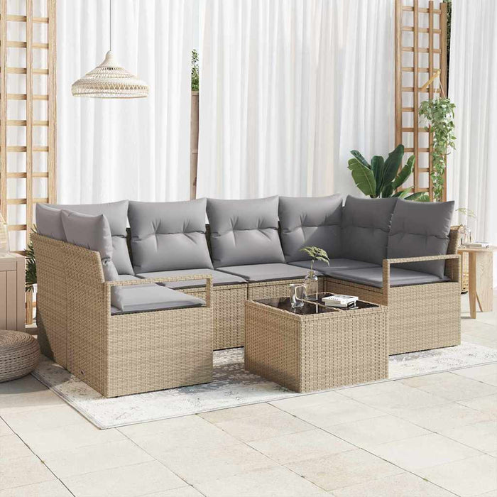 Set de canapele pentru grădină 7 pcs Bej, Gri 55 x 55 x 37 cm - WALTI WALTI