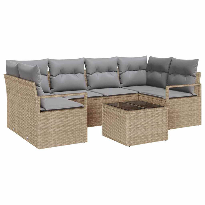 Set de canapele pentru grădină 7 pcs Bej, Gri 55 x 55 x 37 cm - WALTI WALTI