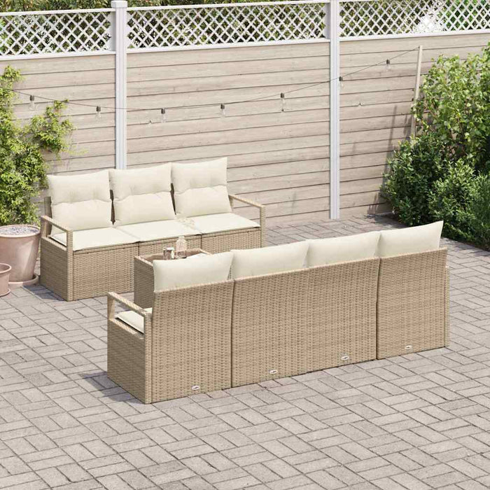 Set de canapea cu pernă Manual 8 pcs Bej și crem poliratan WALTI