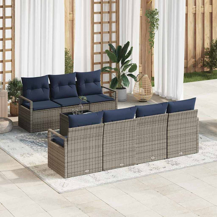 Set de canapea cu pernă Manual 8 pcs Gri poliratan - WALTI WALTI