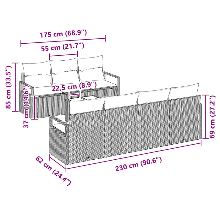 Set de canapea cu pernă Manual 8 pcs Gri poliratan - WALTI WALTI