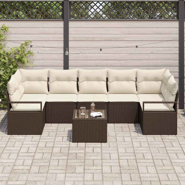 Set de canapele pentru grădină 8 pcs Maro, Crem 55 x 55 x 37 cm - WALTI WALTI