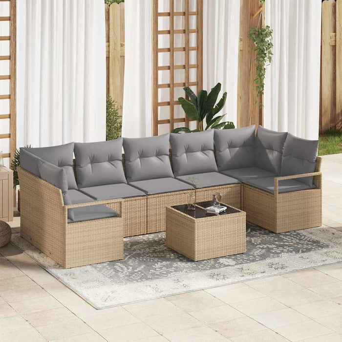 Set de canapele pentru grădină 8 pcs Bej, Gri 55 x 55 x 37 cm - WALTI WALTI