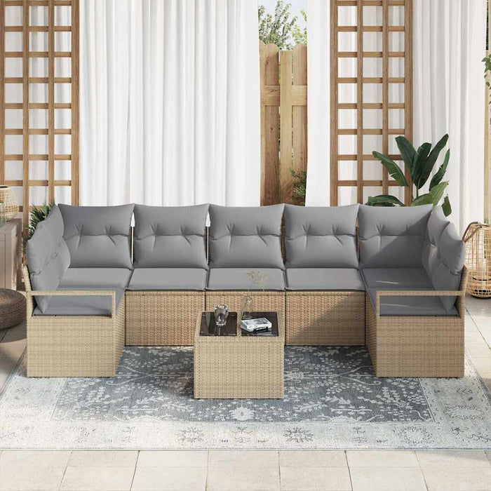 Set de canapele pentru grădină 8 pcs Bej, Gri 55 x 55 x 37 cm - WALTI WALTI