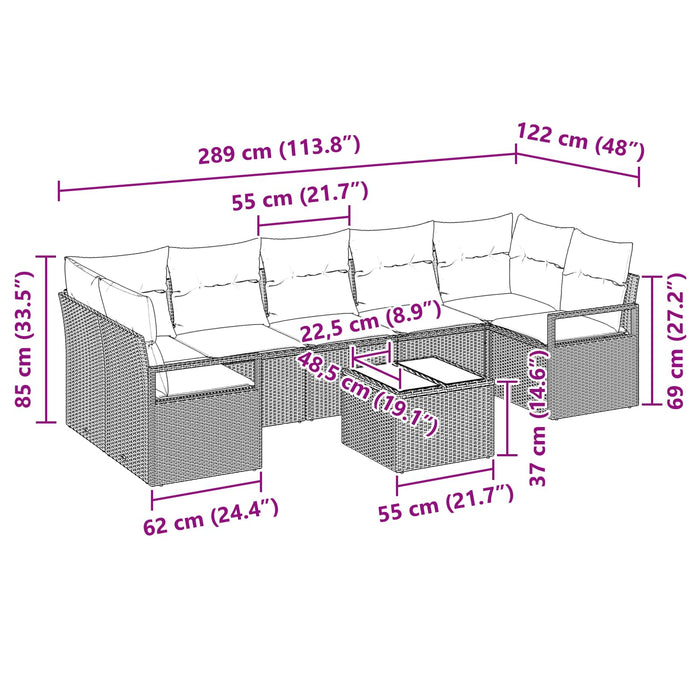 Set de canapea 8 pcs Gri poliratan - WALTI WALTI