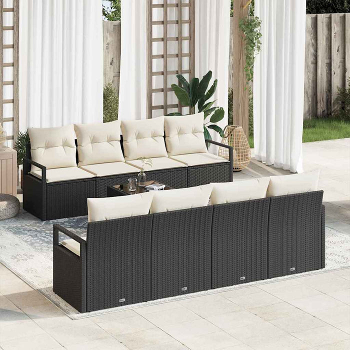Set de canapele pentru grădină 7 pcs Negru, Crem - WALTI WALTI