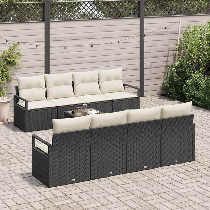 Set de canapele pentru grădină 7 pcs Negru, Crem - WALTI WALTI