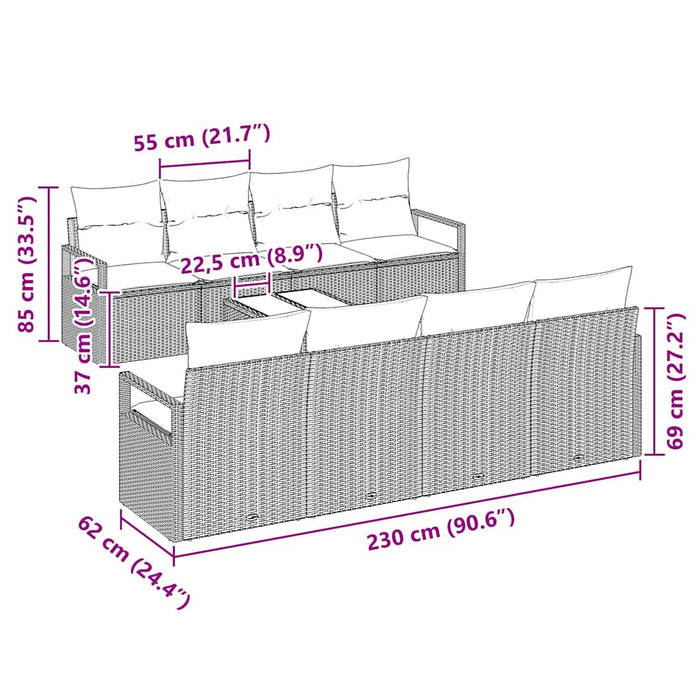 Set de canapele pentru grădină 7 pcs Maro, Crem 55 x 55 x 37 cm - WALTI WALTI