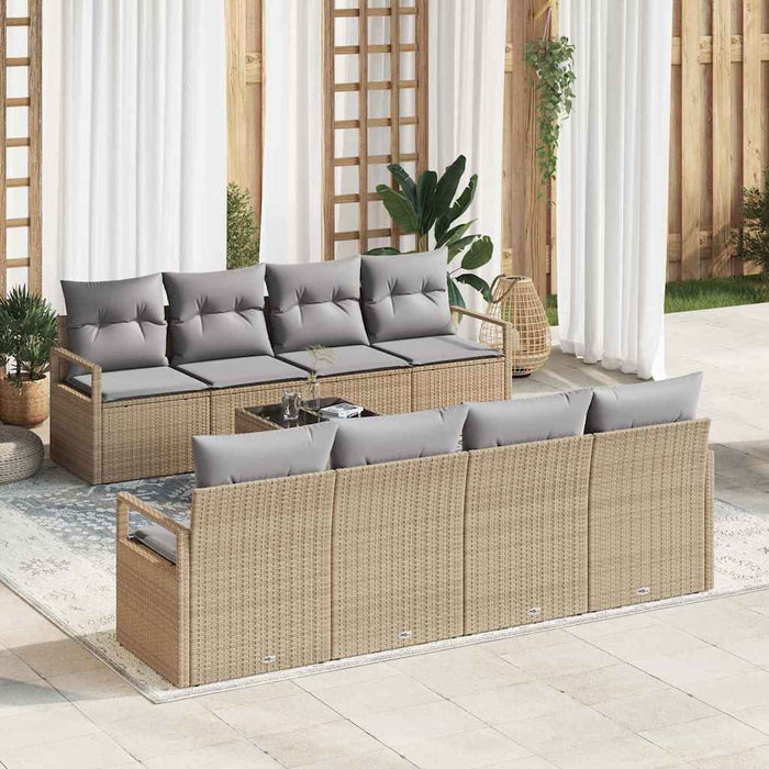 Set de canapele pentru grădină 7 pcs Bej, Gri 55 x 55 x 37 cm - WALTI WALTI