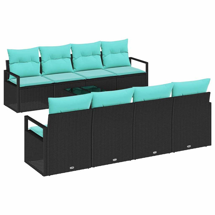 Set de canapea Manual 7 pcs Negru și Albastru Deschis poliratan - WALTI WALTI