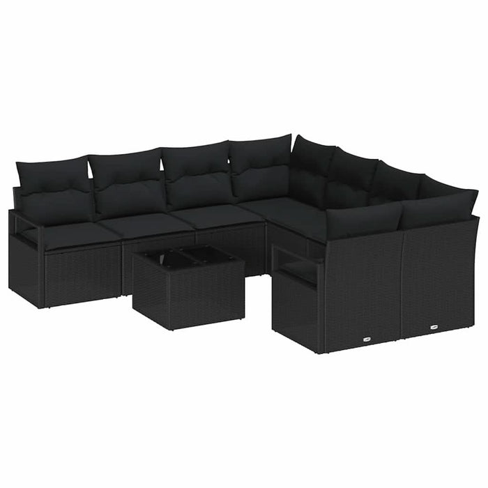 Set de canapea cu pernă Manual 9 pcs Negru poliratan - WALTI WALTI