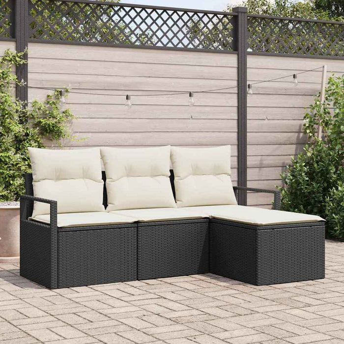Set Canapea vidaXL cu 4 Piese Perne Negru Ratan Poli - WALTI WALTI