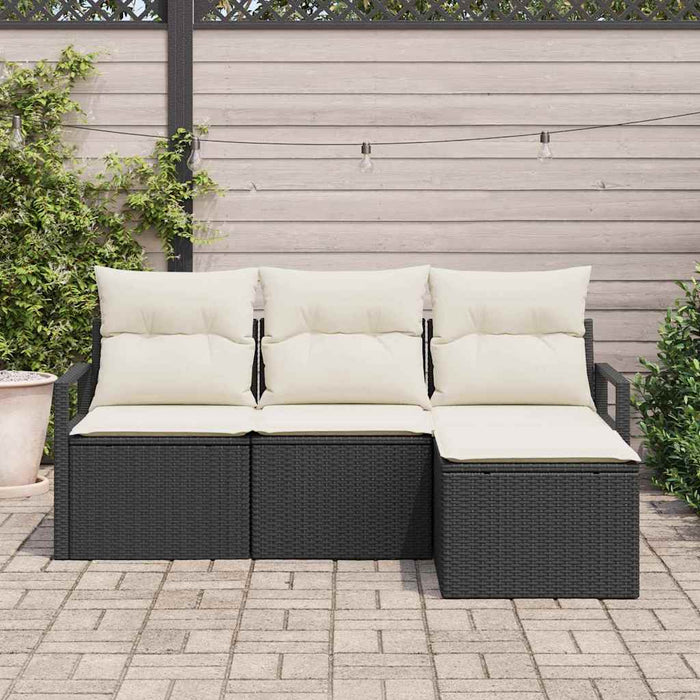 Set Canapea vidaXL cu 4 Piese Perne Negru Ratan Poli - WALTI WALTI