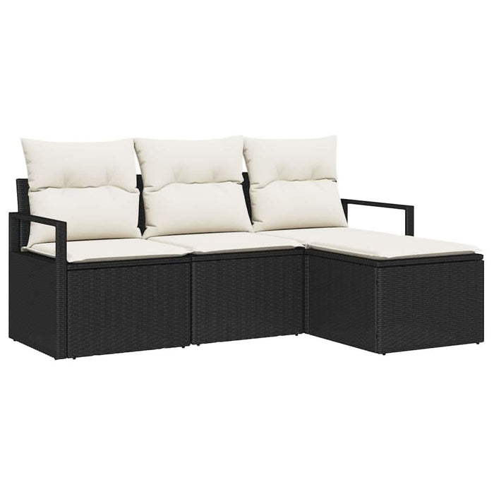 Set Canapea vidaXL cu 4 Piese Perne Negru Ratan Poli - WALTI WALTI