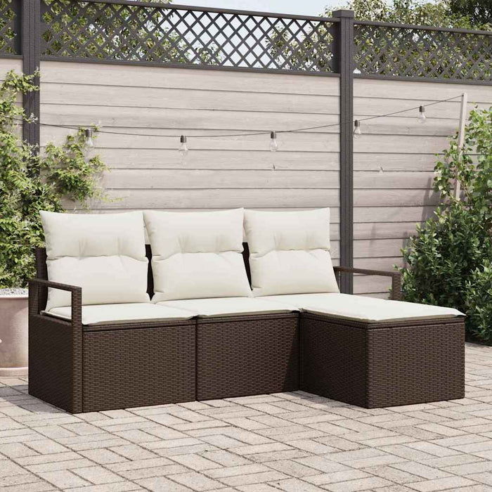 Set canapea vidaXL 4 piese cu perne Maro Ratan Polimeric - WALTI WALTI