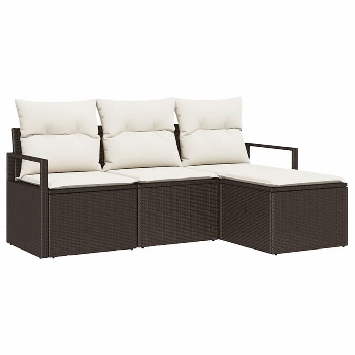 Set canapea vidaXL 4 piese cu perne Maro Ratan Polimeric - WALTI WALTI