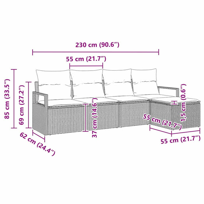 Set de canapele pentru grădină 5 pcs Gri deschis Rattan poli - WALTI WALTI