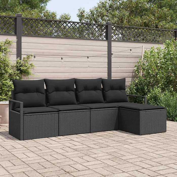 Set de canapele pentru grădină 5 pcs Negru Rattan poli - WALTI WALTI