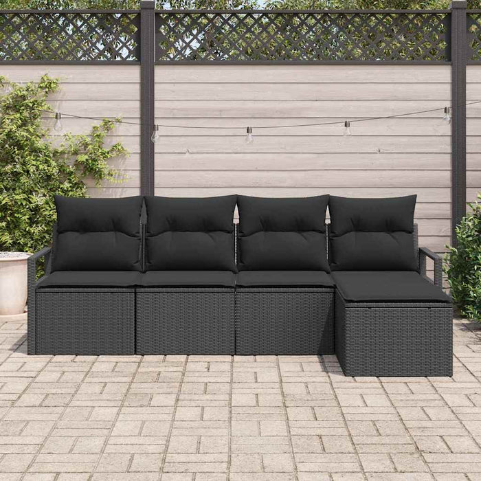 Set de canapele pentru grădină 5 pcs Negru Rattan poli - WALTI WALTI